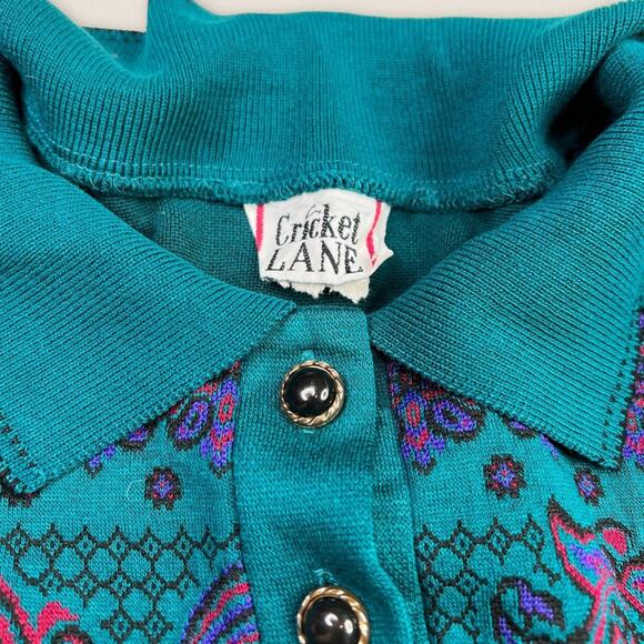 Vintage 90s Paisley Collared Sweatshirt Cricket Lane Size XL - Picture 3 of 4